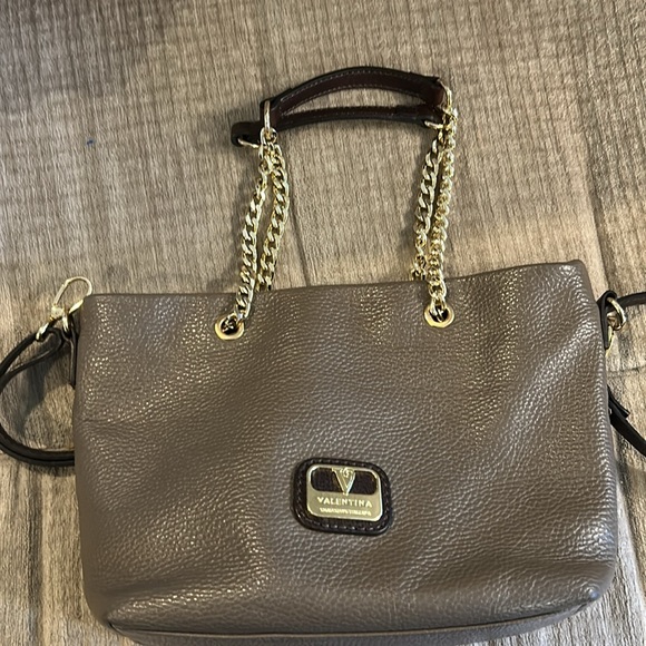 Valentina genuine leather made in Italy Crossbody medium brown 9 x 12 - Picture 9 of 9